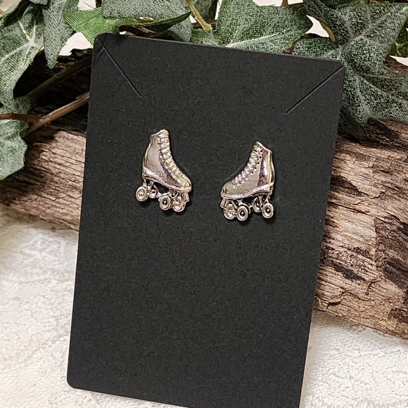 Vintage Silver Toned Roller Skate Pierced Earrings - Picture 1 of 7
